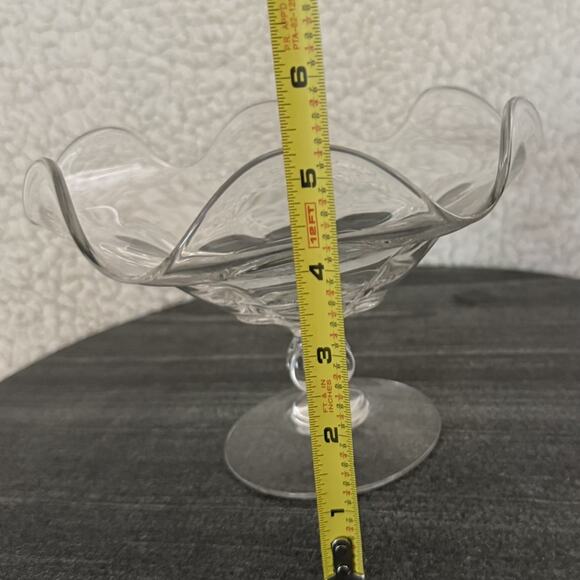 VTG Mid Century Duncan & Miller Canterbury Crimped Compote Clear Glass 7" EUC - Picture 4 of 5